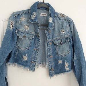 Used Cello Crop Rip Jean Jacket